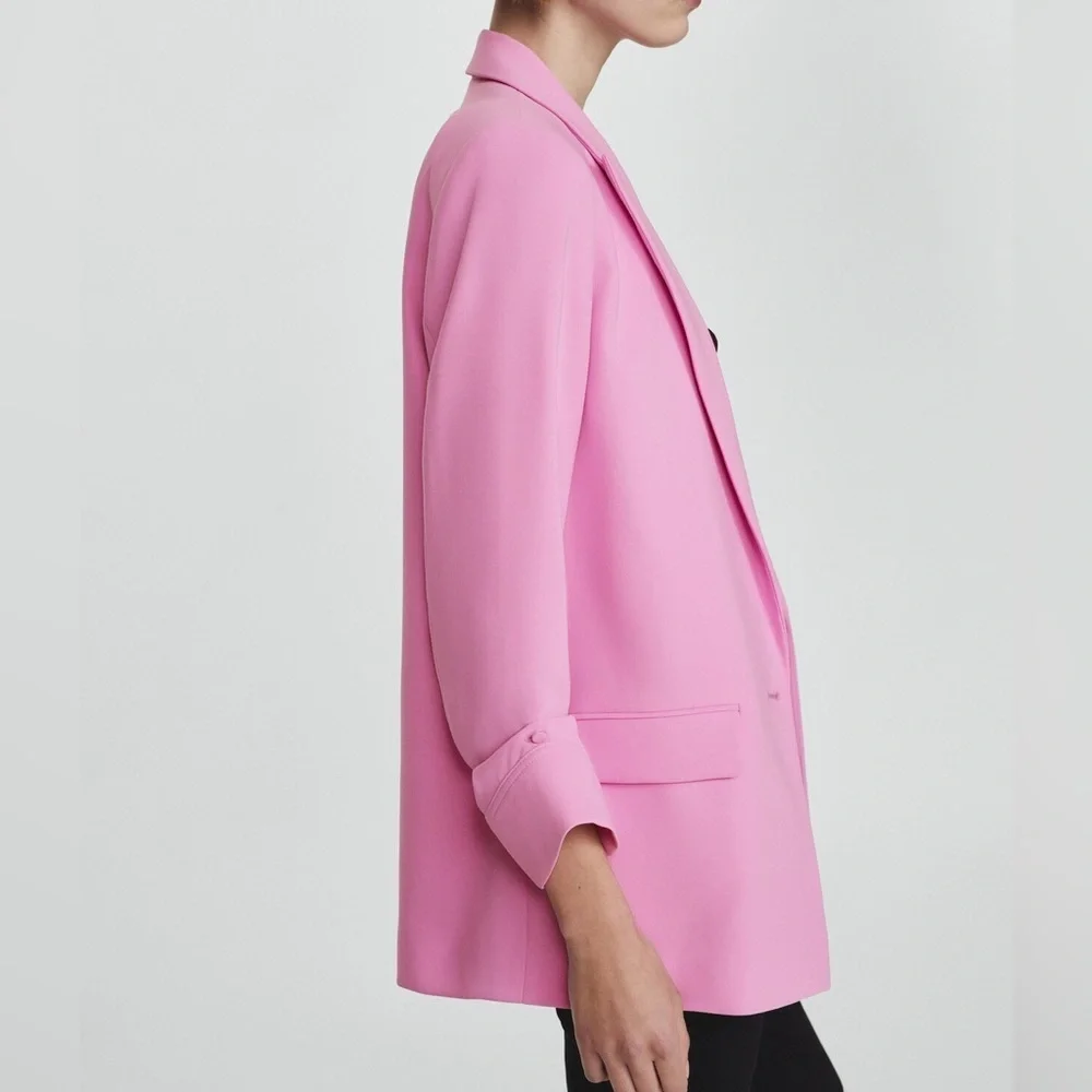 NWT MANGO Tailored Blazer with Turn Down Sleeves PINK size small spring - Picture 4 of 9